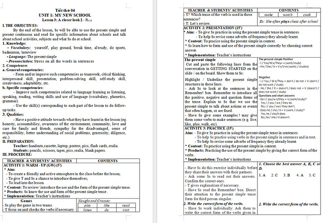 Giáo án Tiếng Anh 6 Unit 1: A Closer Look 2