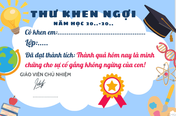 Powerpoint Thư khen ngợi