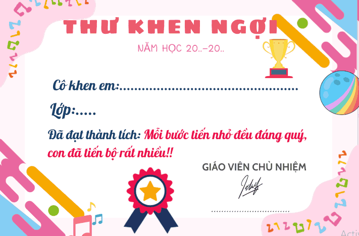 Powerpoint Thư khen ngợi