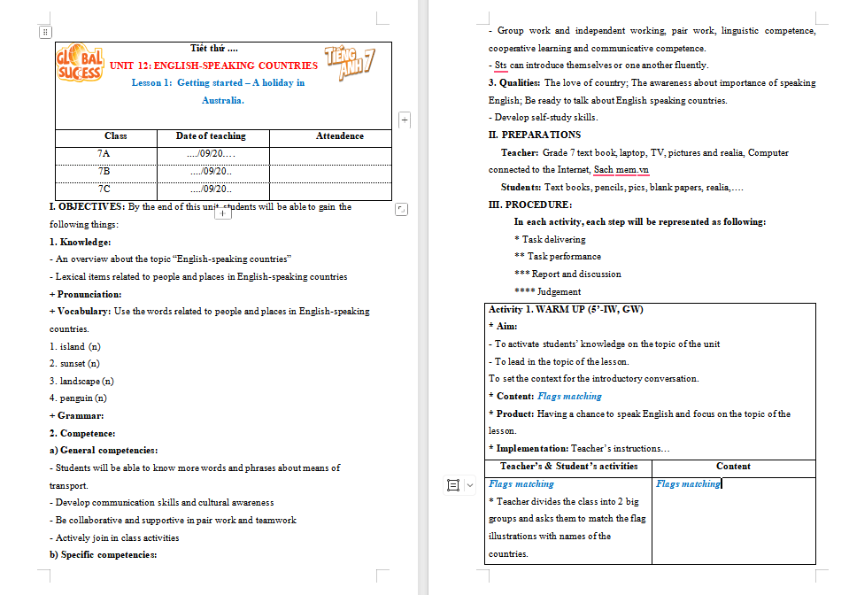 Tiếng Anh 7 Unit 12: Getting Started