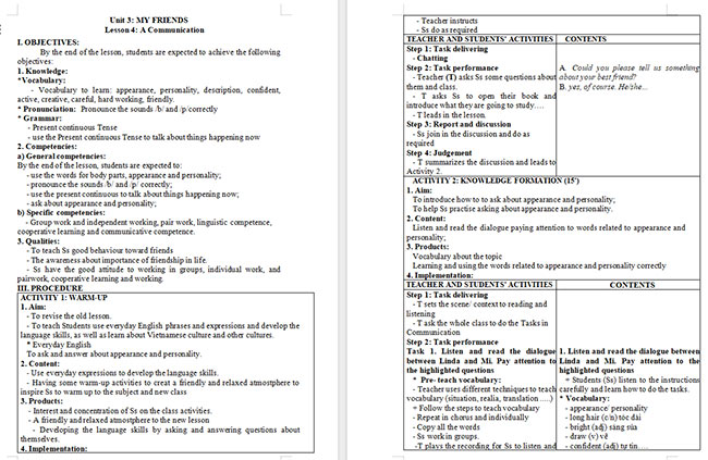 Giáo án Tiếng Anh 6 Unit 3: Communication