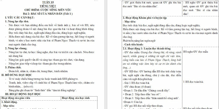 Giáo án Tiếng Việt 4 Bác sĩ của nhân dân