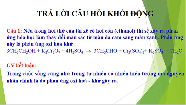 PowerPoint Hóa học 10 Bài 12: Phản ứng oxi hóa khử và ứng dụng trong cuộc sống