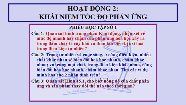 PowerPoint Hóa học 10 Bài 15: Phương trình tốc độ phản ứng và hằng số tốc độ phản ứng