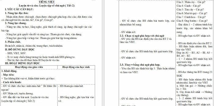 Giáo án Tiếng Việt 4 Luyện tập về chủ ngữ