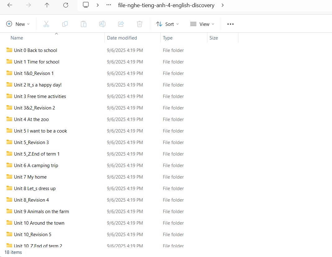 File nghe tiếng Anh 4 English Discovery - Mẫu