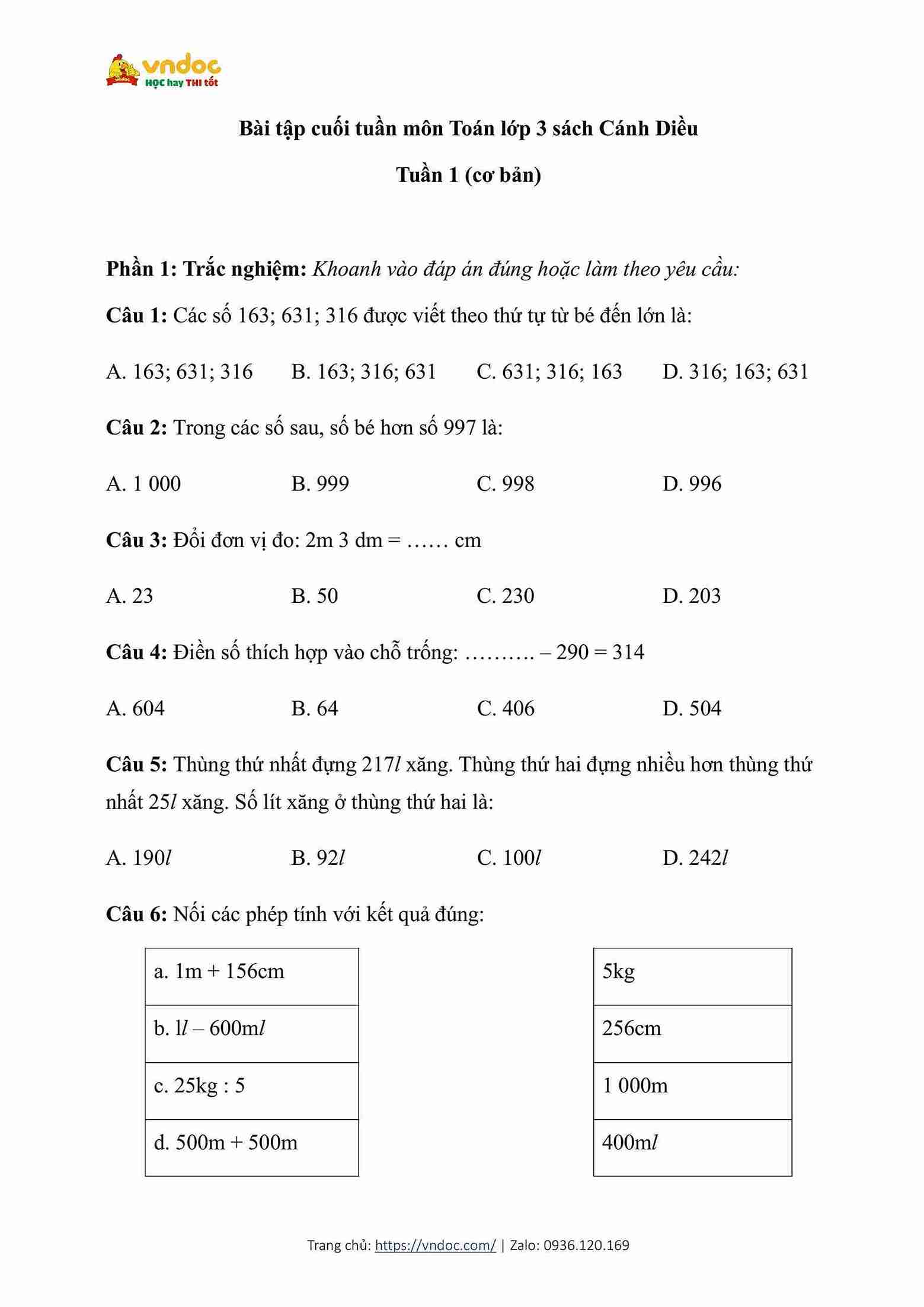 Phiếu bài tập cuối tuần Toán lớp 3