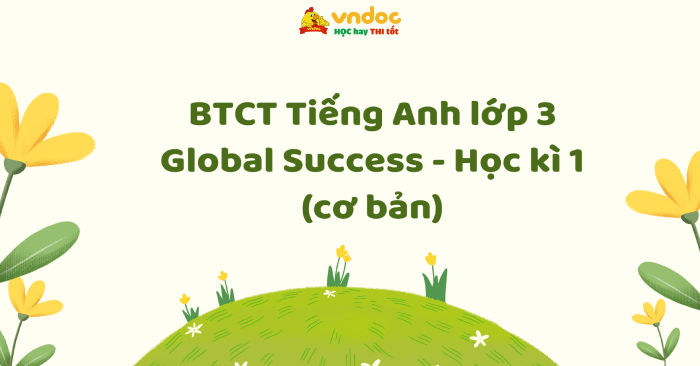 Bài tập cuối tuần Tiếng Anh lớp 3 Global Success - Học kì 1 (cơ bản)
