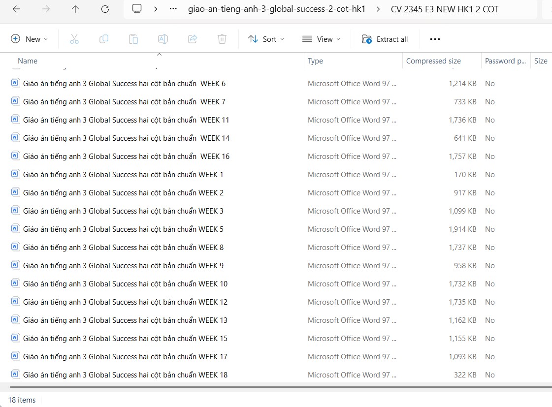 Giáo án tiếng Anh 3 Global Success HK1