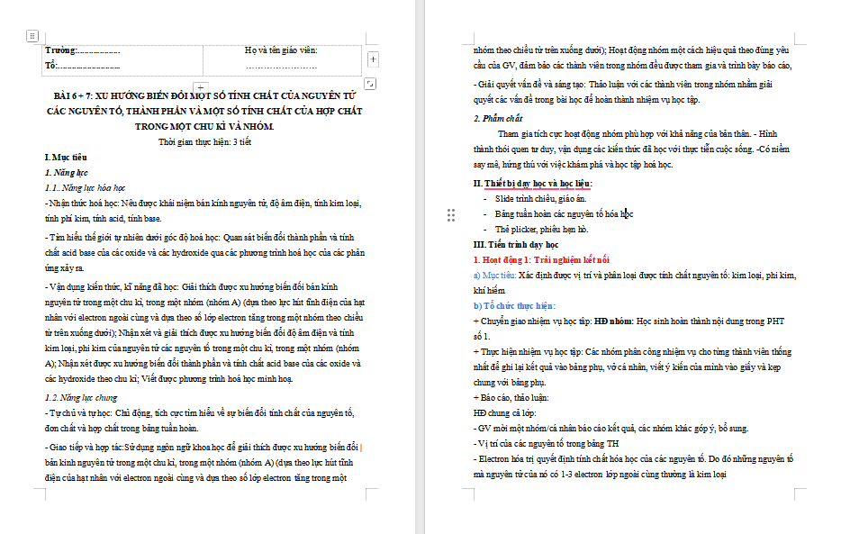 giáo án PowerPoint Hóa học 10 KNTT Bài 6