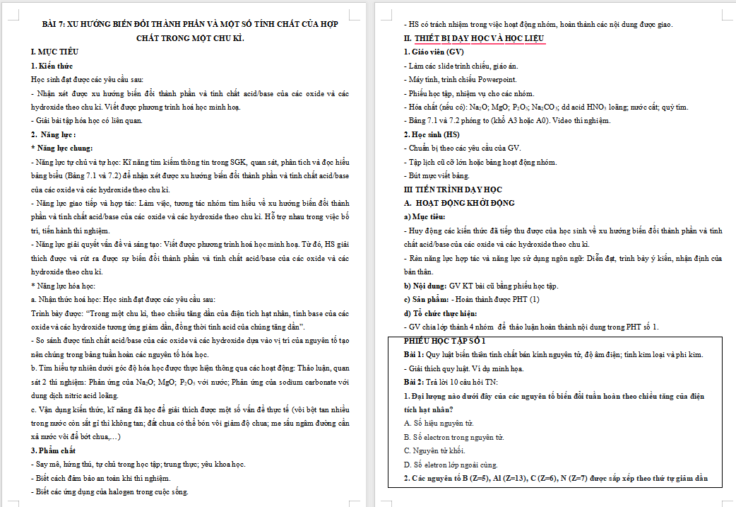 giáo án PowerPoint Hóa học 10 KNTT Bài 7