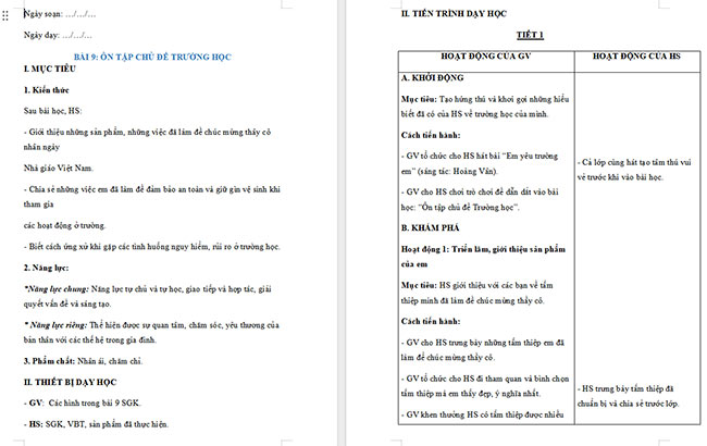 Giáo án Tự nhiên và xã hội 2 Bài 9