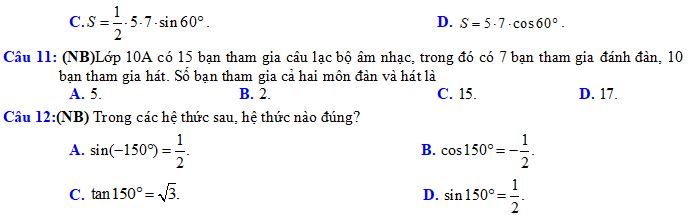 đề thi giữa học kì 1 môn Toán 10 sách Kết nối tri thức