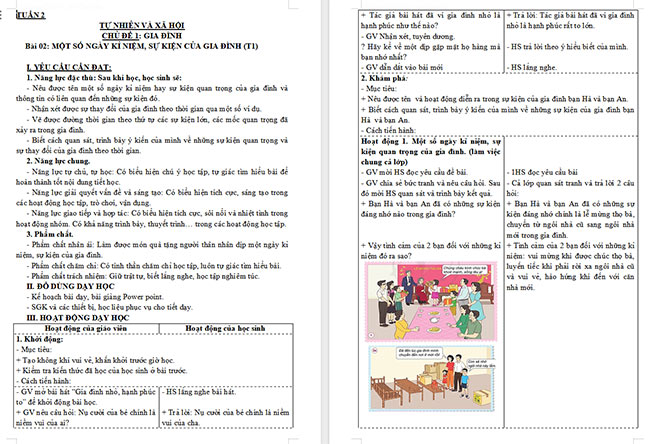 Giáo án Tự nhiên và xã hội 3 Một số ngày kỉ niệm, sự kiện gia đình