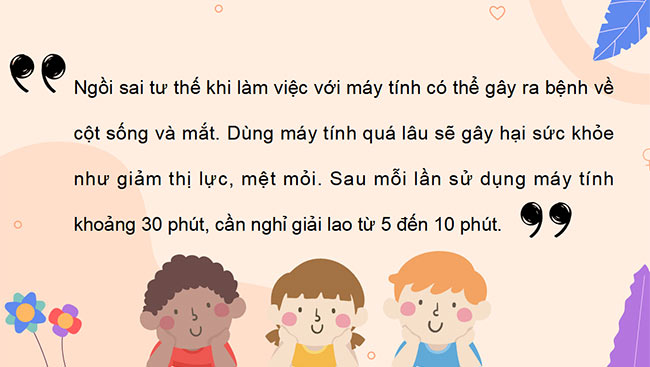 PowerPoint Tin học 3 Bảo vệ sức khỏe khi dùng máy tính