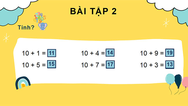 PowerPoint Toán 2: Luyện tập phép cộng (không nhớ) trong phạm vi 20