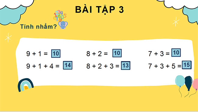 PowerPoint Toán 2: Luyện tập phép cộng (không nhớ) trong phạm vi 20