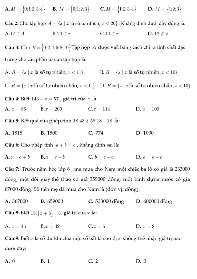Đề cương ôn tập giữa kì I Toán 6 Kết nối tri thức năm 2025-2026