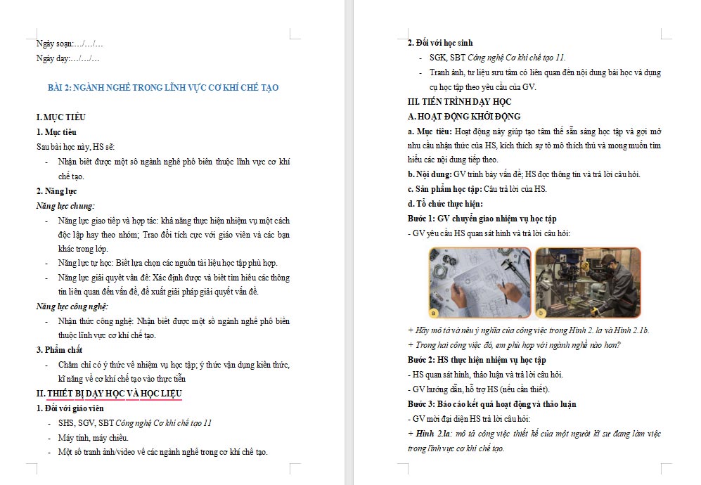 Giáo án Công nghệ 11 Bài 2 Kết nối tri thức