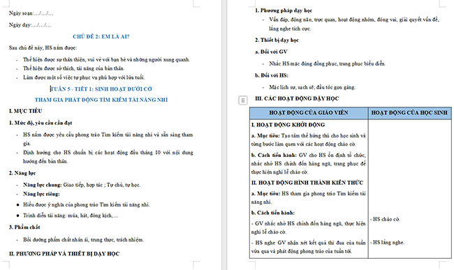 Giáo án Hoạt động trải nghiệm 2 Tuần 5