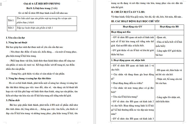 Giáo án Mĩ thuật 5 Bài 8: Lễ hội hóa trang