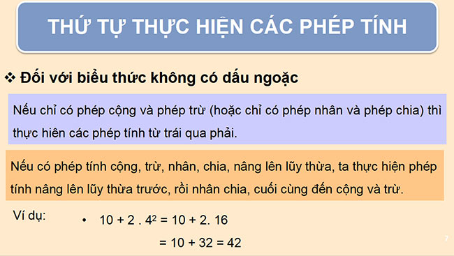 PowerPoint Toán 6 Bài 5: Thứ tự thực hiện các phép tính