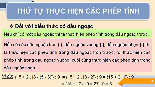 PowerPoint Toán 6 Bài 5: Thứ tự thực hiện các phép tính