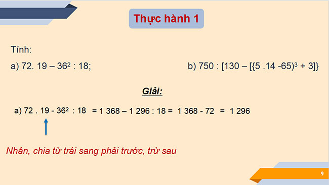 PowerPoint Toán 6 Bài 5: Thứ tự thực hiện các phép tính