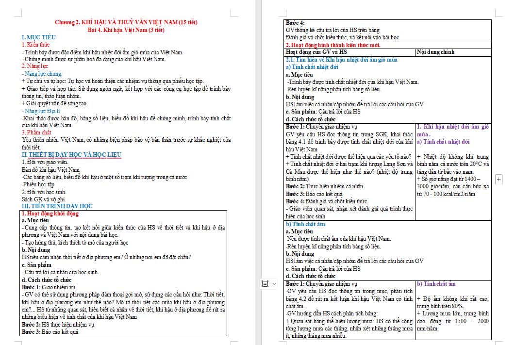 Giáo án Địa lí 8 Bài 4 Kết nối tiri thức