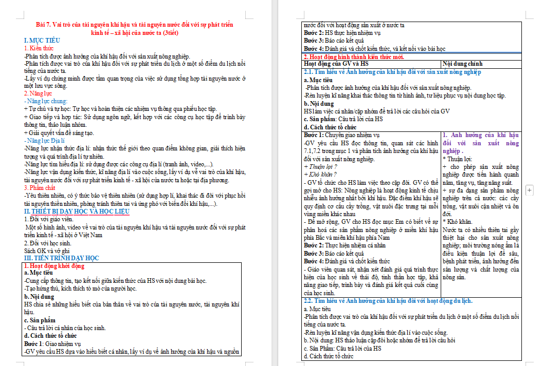 Giáo án Địa lí 8 Bài 7 Kết nối tiri thức