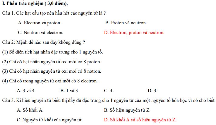 Đề thi giữa học kì 1 Hóa 10 Cánh diều