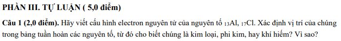 Đề thi giữa học kì 1 Hóa 10 Cánh diều