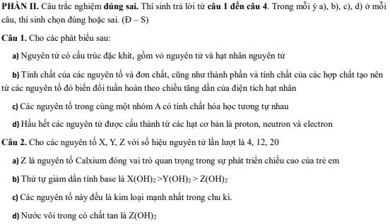 Đề thi giữa học kì 1 Hóa 10 Kết nối tri thức