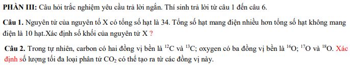 Đề thi giữa kì 1 Hóa 10 Kết nối tri thức - Đề 3