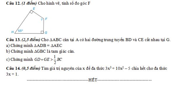 Đề kiểm tra chất lượng Toán 8 năm 2025 – 2026 trường THCS Bắc Bình