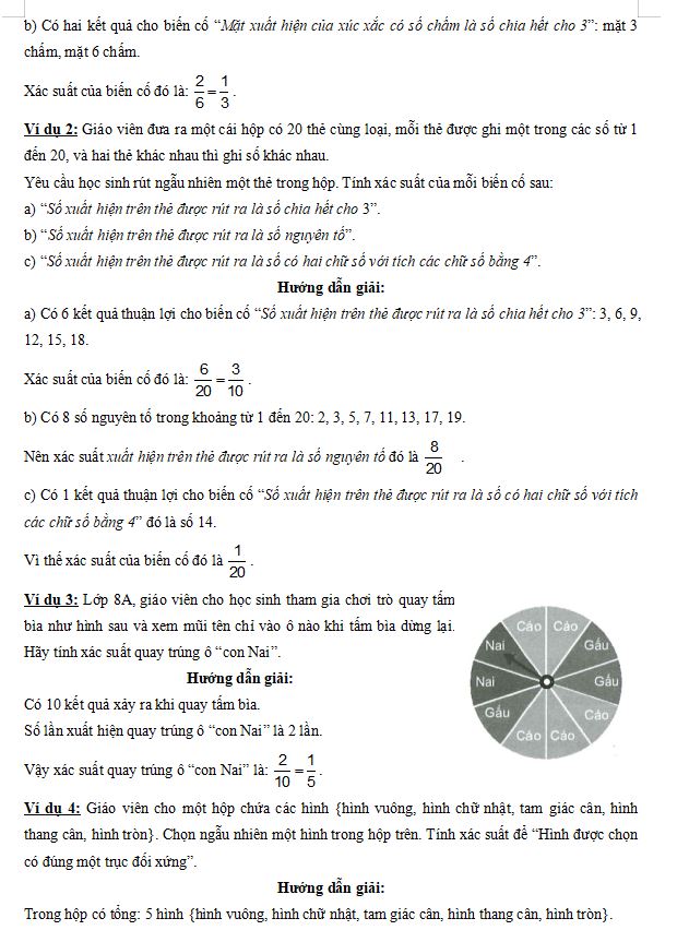 Các dạng toán về xác suất biến cố ngẫu nhiên trong các trò chơi Toán 8