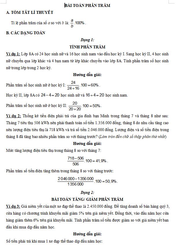 Bài toán phần trăm
