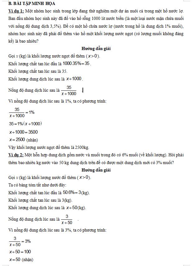 Các dạng toán về Vật lí - hóa học Toán 8