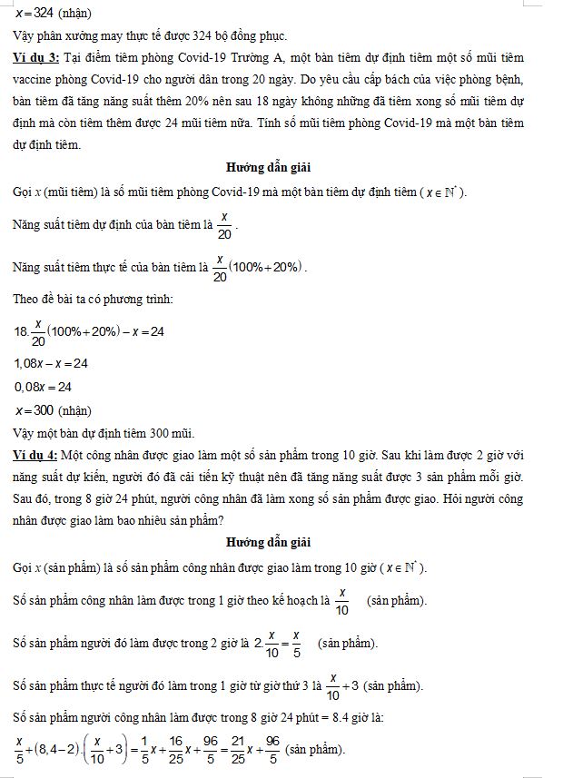 Bài toán về năng suất