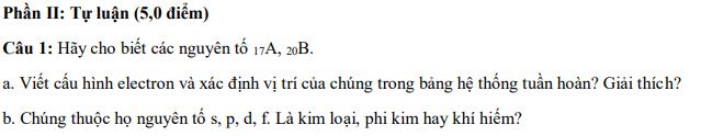 Bộ đề thi giữa kì 1 Hóa 10 Cánh diều - Số 1