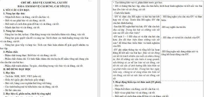 Giáo án Đạo đức 5 Em bảo vệ cái đúng, cái tốt