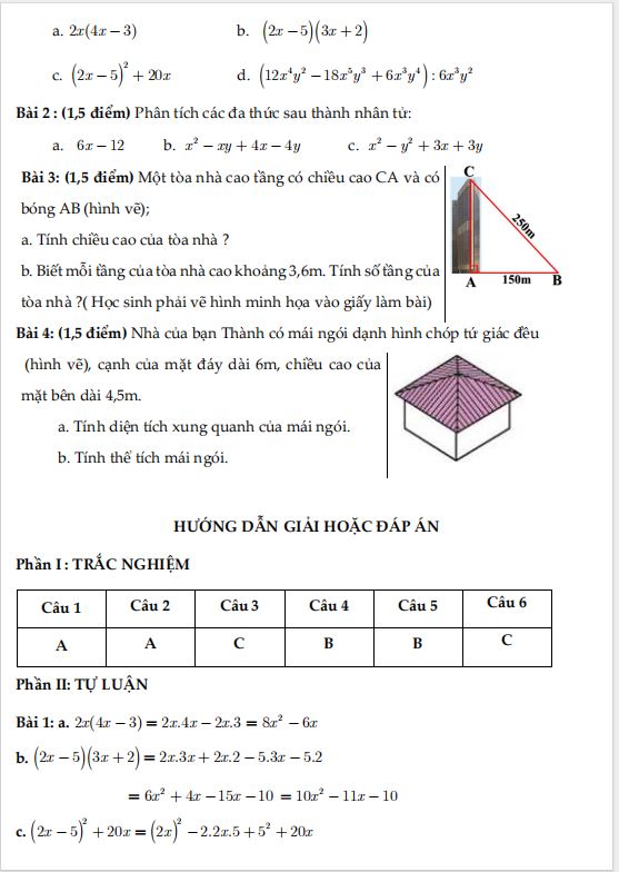 Đề thi giữa học kì I Toán 8 CTST cấu trúc mới năm 2025-2026