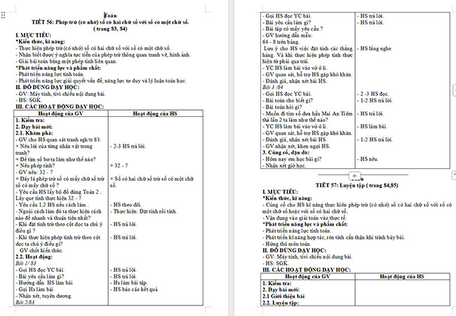 Giáo án Toán 2 Bài 22