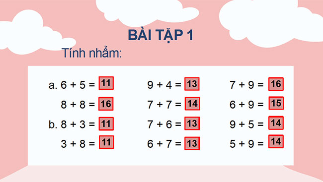 PowerPoint Toán 2: Bảng cộng (có nhớ) trong phạm vi 20