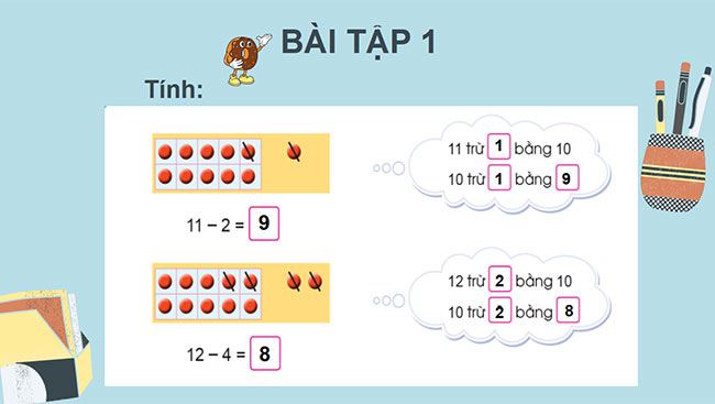 PowerPoint Toán 2: Phép trừ (có nhớ) trong phạm vi 20 (tiếp theo)