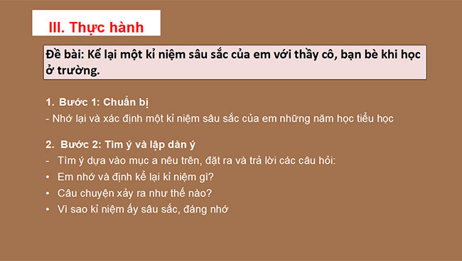 PowerPoint Ngữ văn 6 Bài 3: Viết bài văn kể về một kỉ niệm của bản thân