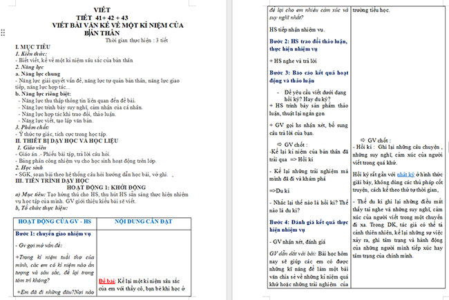 Giáo án Văn 6 Bài 3: Viết bài văn kể về một kỉ niệm của bản thân