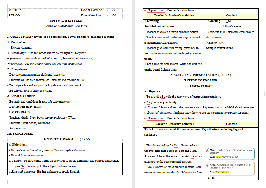 Tiếng Anh 8 Unit 6: Communication