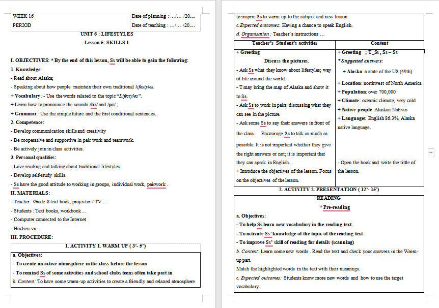 Tiếng Anh 8 Unit 6: Skills 1
