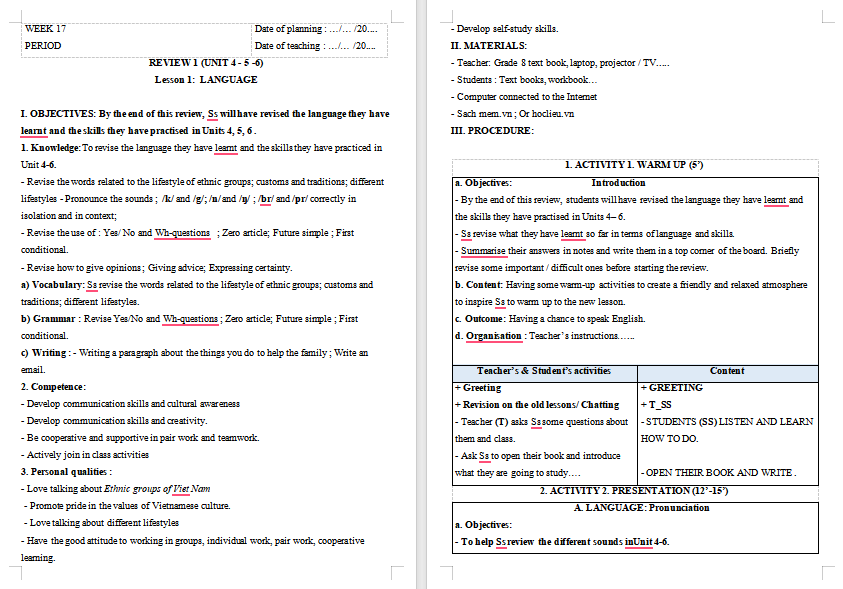 Tiếng Anh 8 Review 2: Language